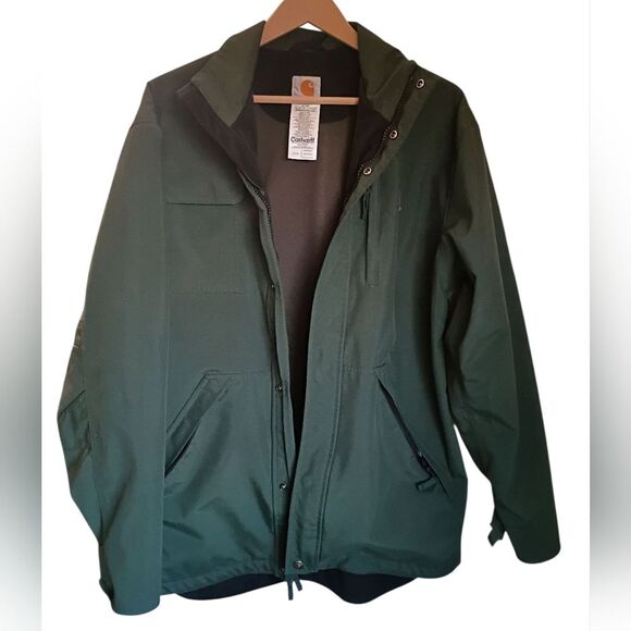 Men's Carhartt C72 EVG Green Shoreline Coat Waterproof Breathable Jacket Work S - Picture 2 of 5